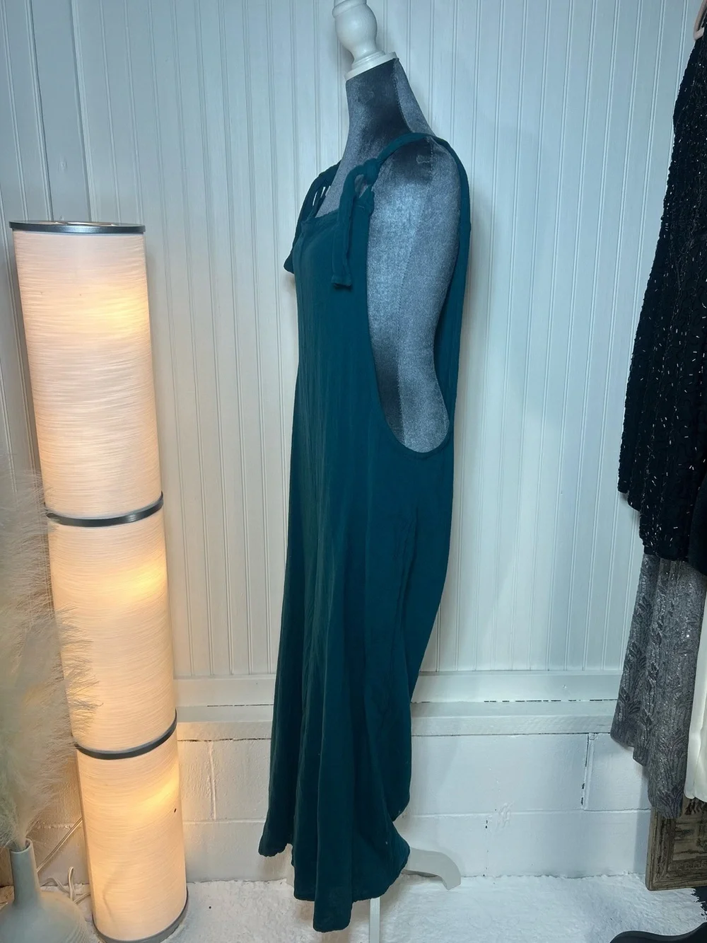 Teal Tie-Shoulder jumpsuit cotton - Picture 3 of 6